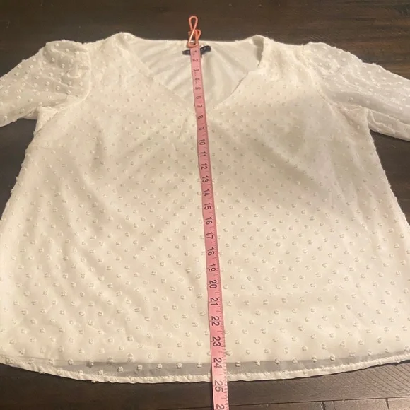 White Swiss-Dot Blouse with Ruffled Bell Sleeve, size S, 1.State brand - Picture 5 of 8